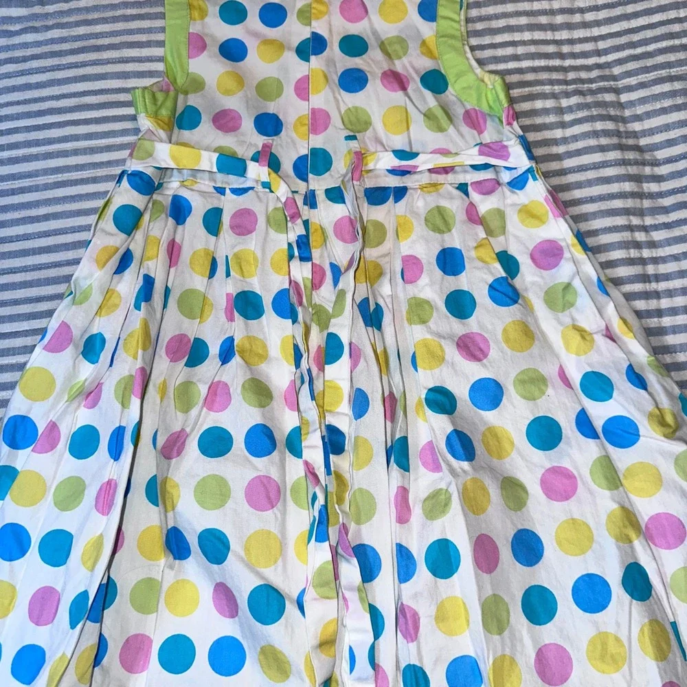 Parisian Kids Girls Size 6 Polka Dot Sleeveless Cotton Dress Multi-Color White